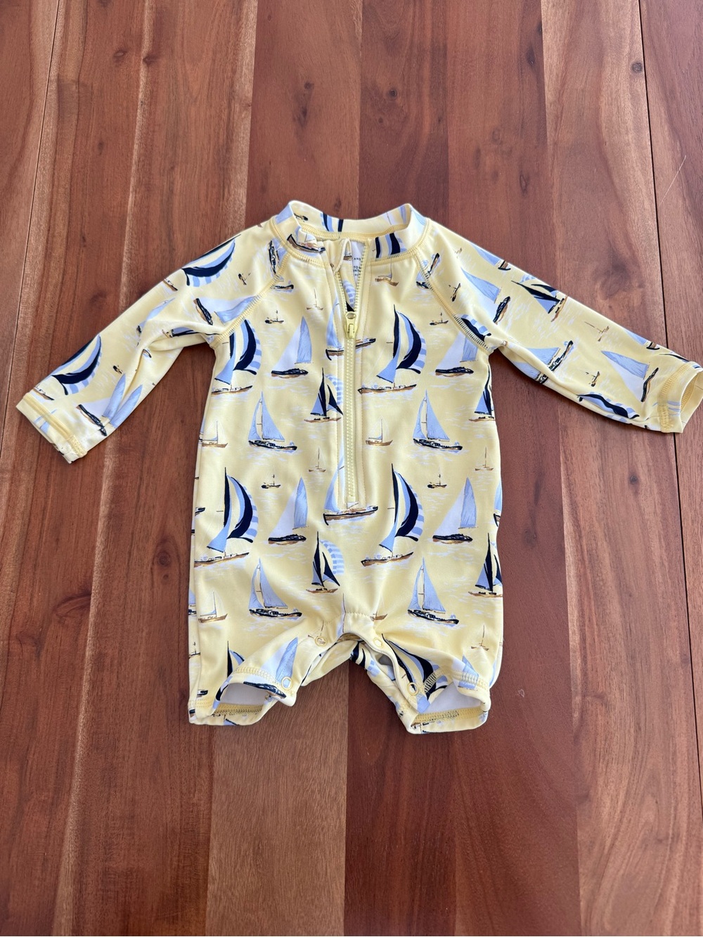 Janie and Jack Yellow Sailboat Rash Guard One-Piece
